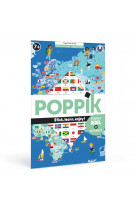 Poppik - les drapeaux du monde / flags of the world - 1 poster + 200 stickers repositionnables