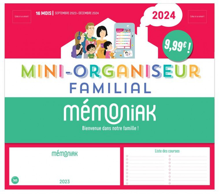 Mémoniak : le bloc mensuel organiseur familial : de septembre à