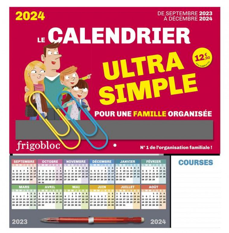 FRIGOBLOC LE CALENDRIER ULTRA SIMPLE POUR UNE FAMILLE ORGANISEE ! (DE SEPT.  2023 A DEC. 2024) - CALENDRIER - La Preface